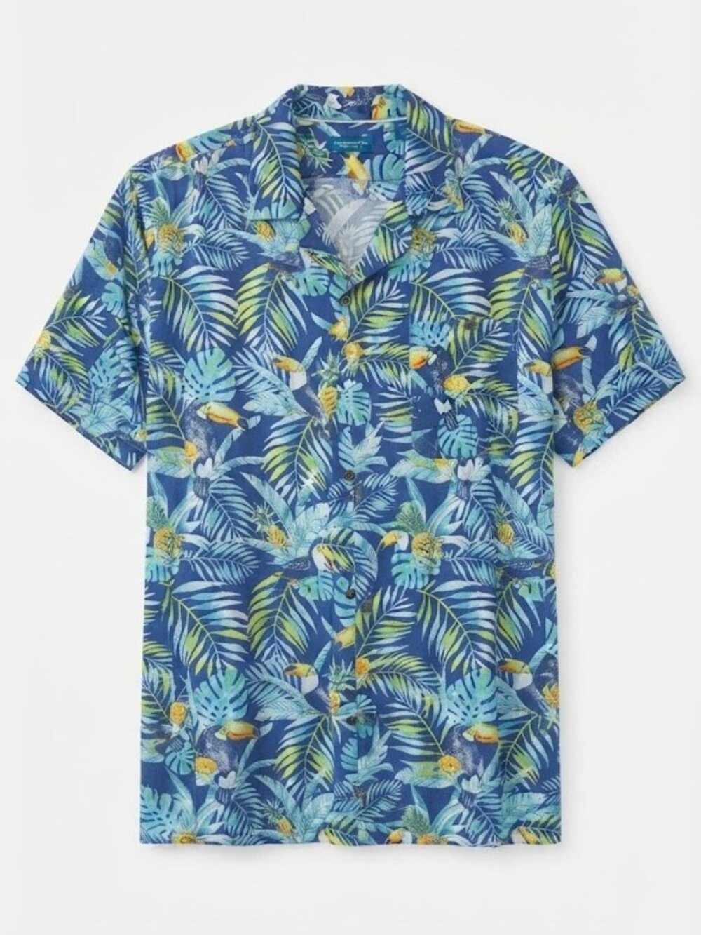 Caribbean Joe Blue Tropical Hawaiian Short Sleeve Shirt